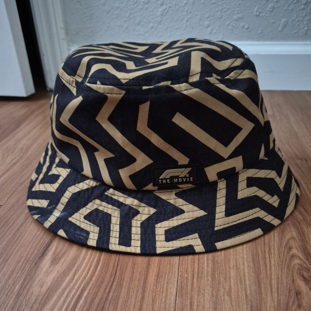 F1 The Movie Black Gold Geometric Logo Bucket Hat S/M Yellow